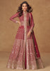 Earthy Red Embroidered Georgette Anarkali with Dupatta