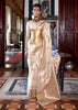 Snow White Dual Tone Woven Banarasi Silk Saree