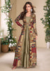 Golden Green Shrug Style Anarkali with Embroidered Work