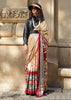Off White Printed Satin Silk Saree