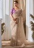 Pre Order:Dusky White Designer Silk Saree
