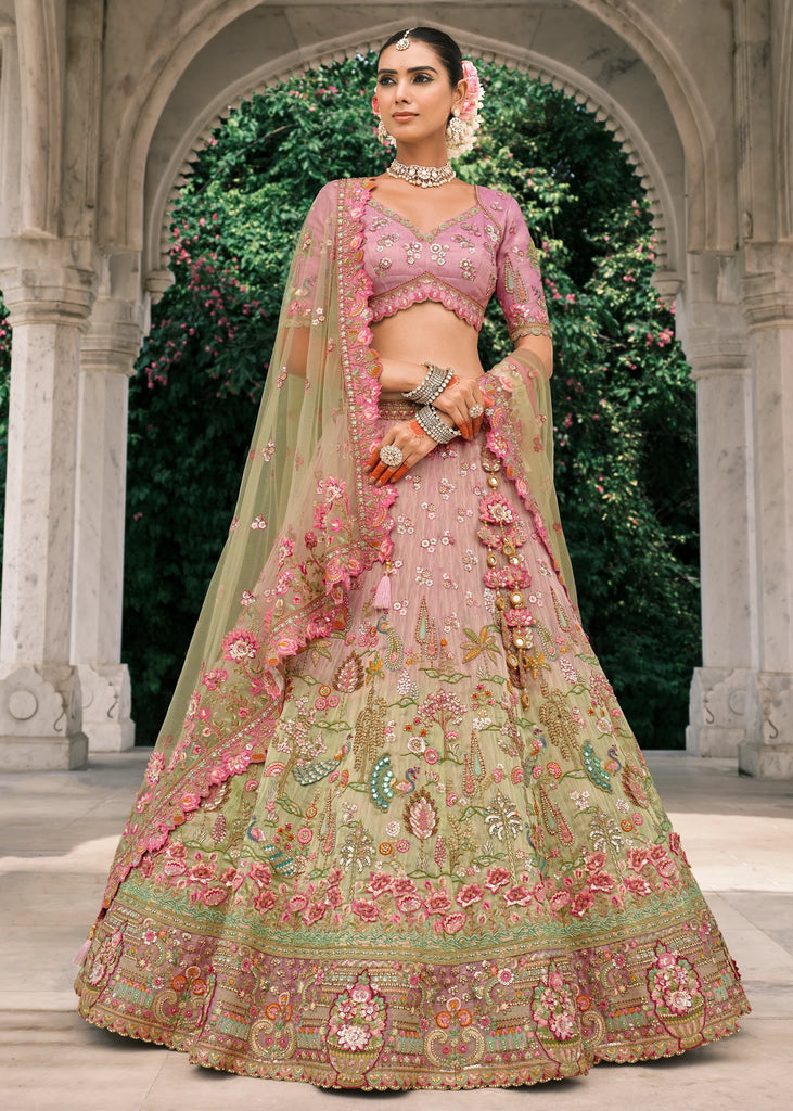 Pink Heavy Embroidered Designer Lehenga