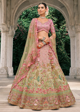 Pink Heavy Embroidered Designer Lehenga