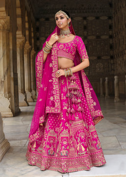 Pink Heavy Embroidered Designer Lehenga