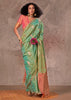 Leaf Green Dual Tone Banarasi Silk Saree