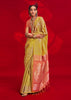 Lime Yellow Woven Banarasi Silk Saree