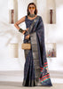 Midnight Blue Banarasi Printed Soft Silk Saree