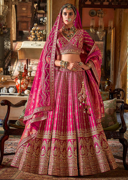 Fuchsia Pink Heavy Embroidered Designer Lehenga