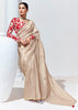 Pastel White Designer Organza Tissue Silk Saree With Printed Blouse