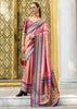 Golden Pink Tissue Banarasi Silk Saree with Contrast Border