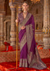 Wine Purple Printed Kashmiri Jamewar Saree
