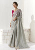 Silver Grey Designer Organza Tissue Silk Saree