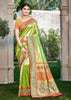 Bright Lime Green Woven Kanjivaram Silk Saree