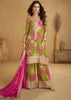 Green and Pink Embroidered Plazzo Set
