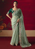 Antique Green Designer Embroidered Saree