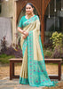 Off White And Blue Woven Banarasi Silk Saree