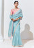 Sterling Blue Designer Organza Tissue Silk Saree With Printed Blouse