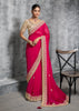 Hot Pink Embroidered Satin Silk Saree