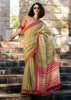 Shadow Green Woven Cotton Linen Saree