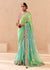 Ombre Green Heavy Embroidered Designer Silk Saree