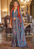 Seaport Blue Light Weight Printed Silk Saree