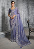 Lavender Embroidered Tissue Silk Saree