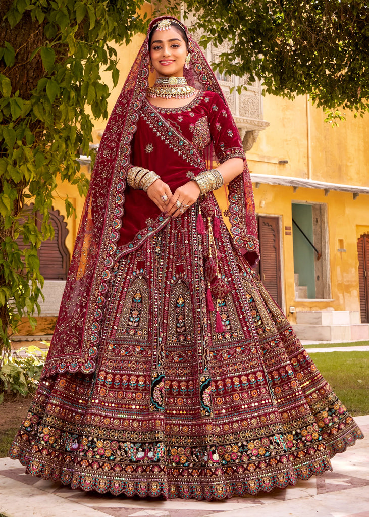 Bright Pink Heavy Embroidered Designer Lehenga