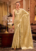 Cream Beige Woven Banarasi Tissue Silk Saree