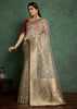 Silver Shine Woven Banarasi Tissue Saree With Meenakari Butas