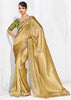 Golden Yellow Embroidered Designer Silk Saree