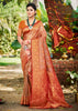 Cherry Red Dual Tone Woven Banarasi Silk Saree