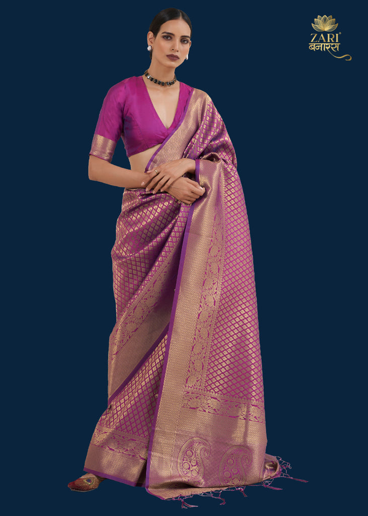 ROYAL PRINCES WINEBERRY PURPLE WOVEN KANJIVARAM SAREE (6784138117313)