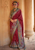 Royal Maroon Printed Silk Saree With Contrast Blouse