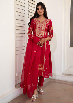 Festive Pink Embroidered Suit Set (10702882865345)