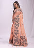 Salmon Peach Woven Cotton Linen Silk Saree