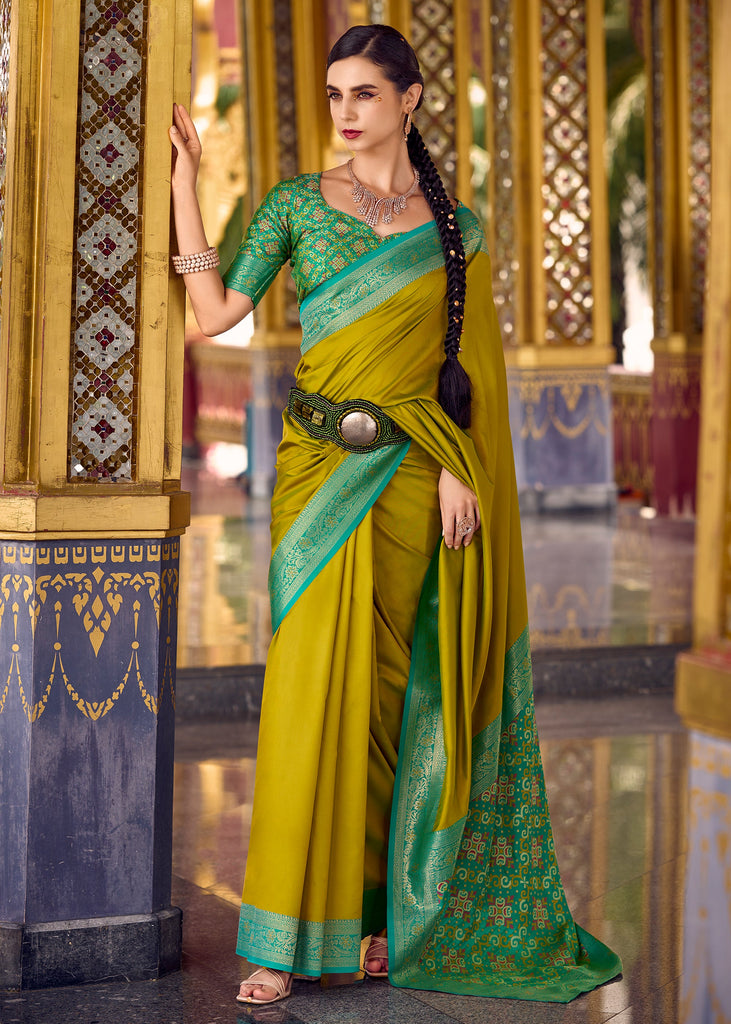 Henna Green Woven Banarasi Silk Saree