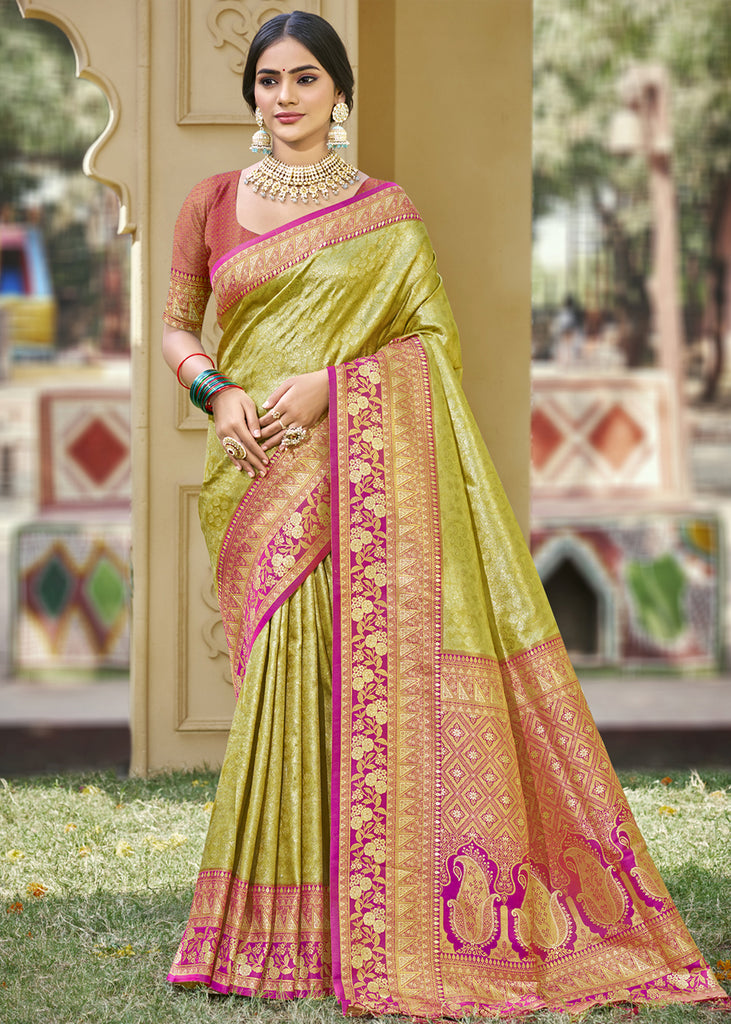 Mehndi Green Woven Kanjivaram Silk Saree