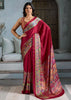 Maroon Printed Satin Silk Saree
