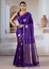 True Purple Banarasi Satin Silk Saree