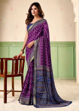 Royal Purple Patola Printed Cotton Silk Saree