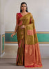 Olive Green Banarasi Silk Saree