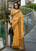 Mimosa Yellow Woven Linen Tissue Silk Saree