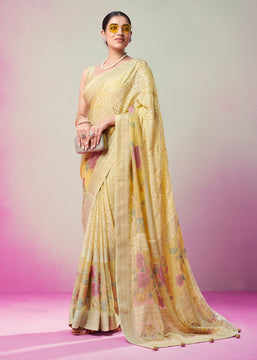 Delight Yellow Woven Georgette Silk Saree