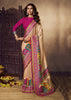 Beige And Pink Woven Soft Silk Saree