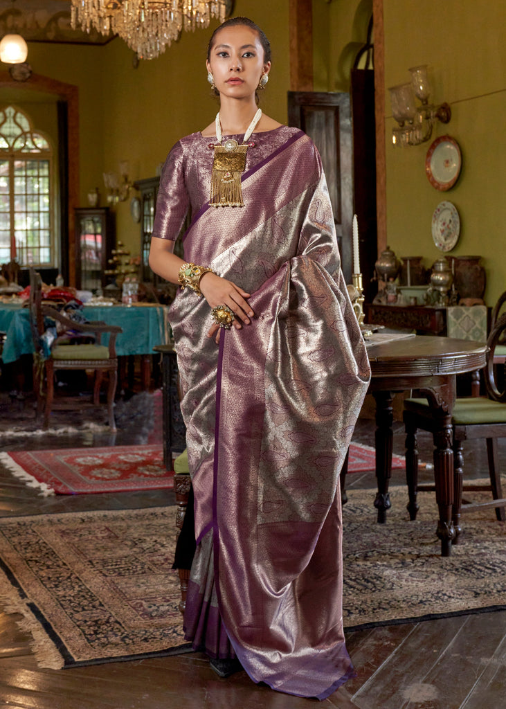 Magic Purple Dual Tone Kanjivaram Silk Saree