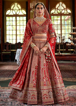 Bridal Red Heavy Embroidered Designer Lehenga
