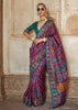 Phlox Purple Printed Kashmiri Jamewar Saree