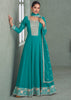 Rama Green Embroidered Anarkali with Dupatta