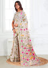 Moon White Woven Linen Cotton Silk Saree
