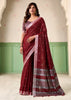 Deep Maroon Woven Linen Silk Saree